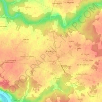 Carte topographique Champ Cornu, altitude, relief