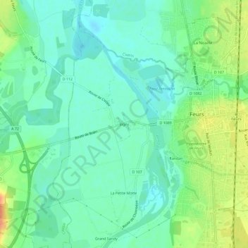 Carte topographique Bigny, altitude, relief