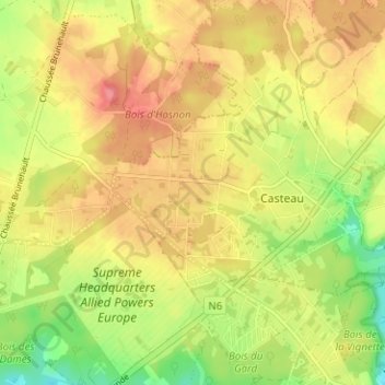Carte topographique Les Bruyères, altitude, relief