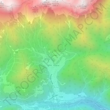 Carte topographique Cogul, altitude, relief