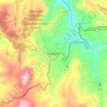 Carte topographique Saraguro, altitude, relief