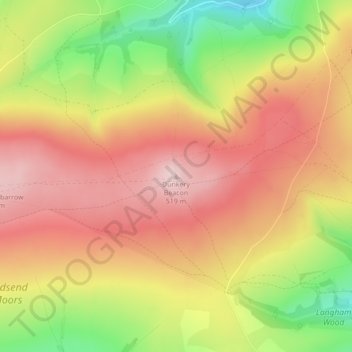 Carte topographique Dunkery Beacon, altitude, relief