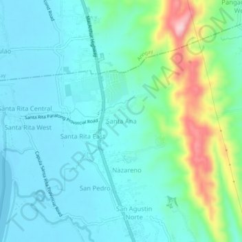 Carte topographique Santa Ana, altitude, relief