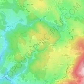 Carte topographique La Trappe, altitude, relief