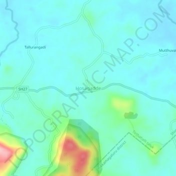 Carte topographique Hosagadde, altitude, relief