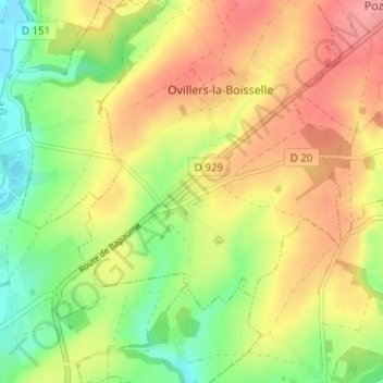 Carte topographique La Boisselle, altitude, relief