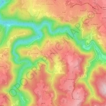 Carte topographique Vendets, altitude, relief