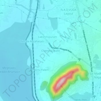 Carte topographique Cheemalapalle, altitude, relief