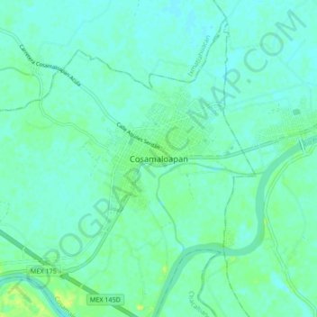 Carte topographique Cosamaloapan, altitude, relief