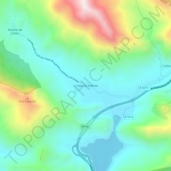 Carte topographique La Vega de Robledo, altitude, relief