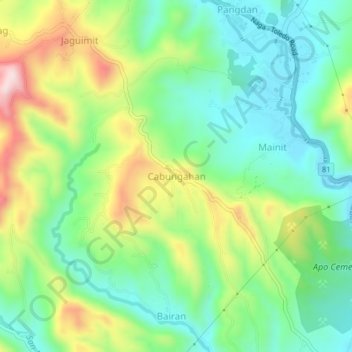 Carte topographique Cabungahan, altitude, relief