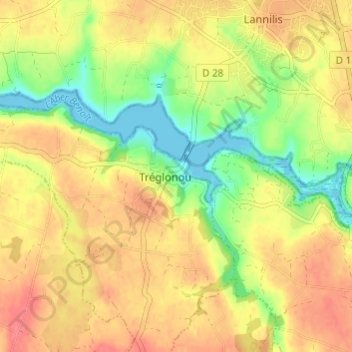 Carte topographique Kerbizodec, altitude, relief