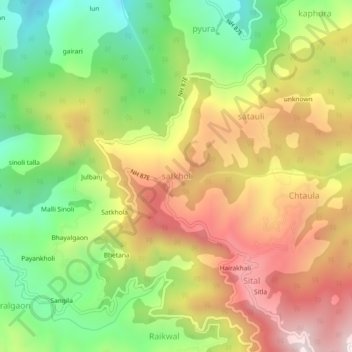 Carte topographique satkhol, altitude, relief