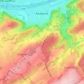 Carte topographique Peu d'Eau, altitude, relief
