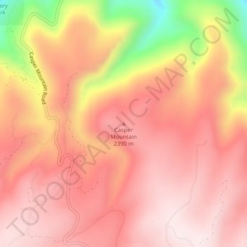Carte topographique Casper Mountain, altitude, relief