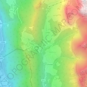 Carte topographique La Côte, altitude, relief