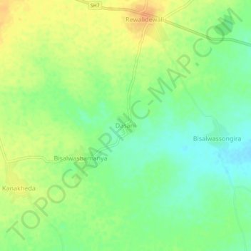 Carte topographique Dasani, altitude, relief