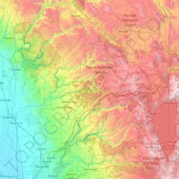 Carte topographique Nevada, altitude, relief