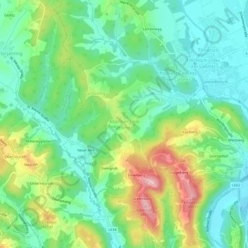 Carte topographique Altenberg bei Leibnitz, altitude, relief