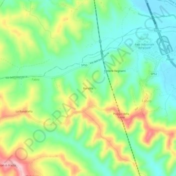 Carte topographique Bandita, altitude, relief