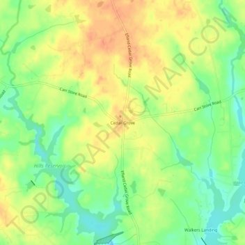 Carte topographique Cedar Grove, altitude, relief