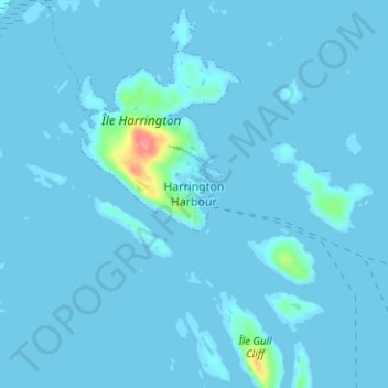 Carte topographique Harrington Harbour, altitude, relief