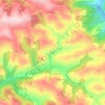 Carte topographique Farret, altitude, relief