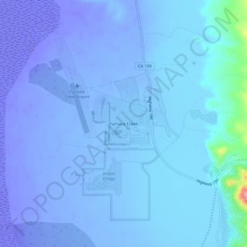 Carte topographique Furnace Creek, altitude, relief