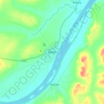 Carte topographique Balato, altitude, relief