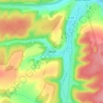 Carte topographique Vacon, altitude, relief