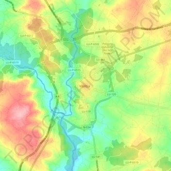 Carte topographique Vilalba, altitude, relief