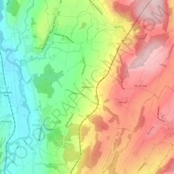 Carte topographique Blessens, altitude, relief