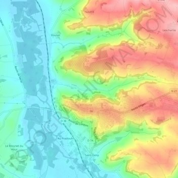 Carte topographique Les Ruisseaux, altitude, relief