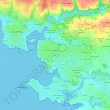 Carte topographique Pontic, altitude, relief