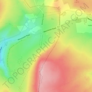 Carte topographique Hallam Moors, altitude, relief