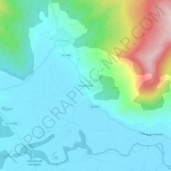 Carte topographique Derroñadas, altitude, relief