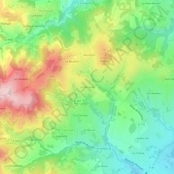 Carte topographique Le-Richoud, altitude, relief