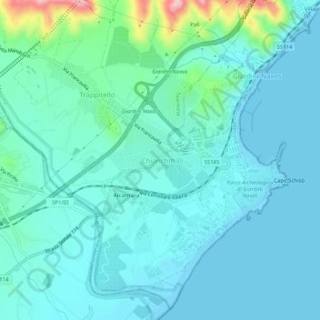 Carte topographique Chianchitta, altitude, relief