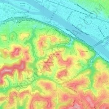 Carte topographique Forest Hills, altitude, relief