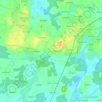 Carte topographique Kerimel, altitude, relief
