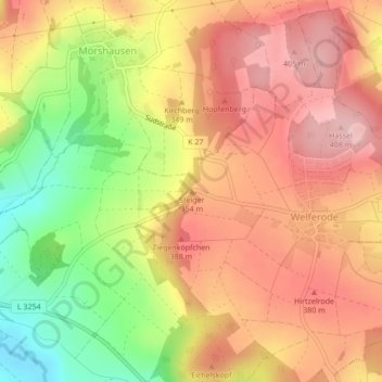 Carte topographique Steiger, altitude, relief