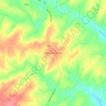 Carte topographique Barkers Crossroads, altitude, relief