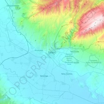 Carte topographique Serrès, altitude, relief