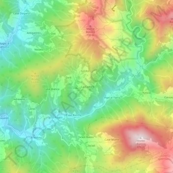 Carte topographique La Costa, altitude, relief