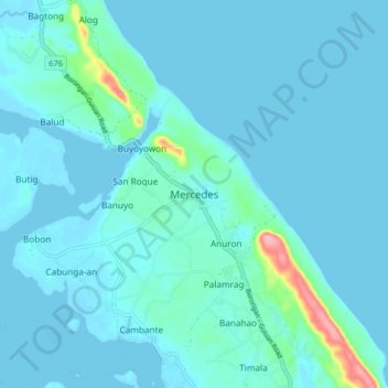 Carte topographique Mercedes, altitude, relief