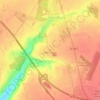 Carte topographique Mont Éteuil, altitude, relief