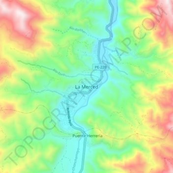 Carte topographique La Merced, altitude, relief
