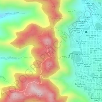 Carte topographique Peña de La Cruz, altitude, relief