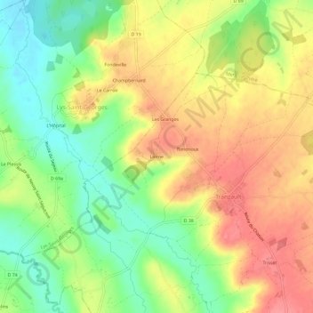 Carte topographique Lierne, altitude, relief