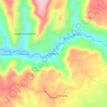 Carte topographique Mosquito, altitude, relief